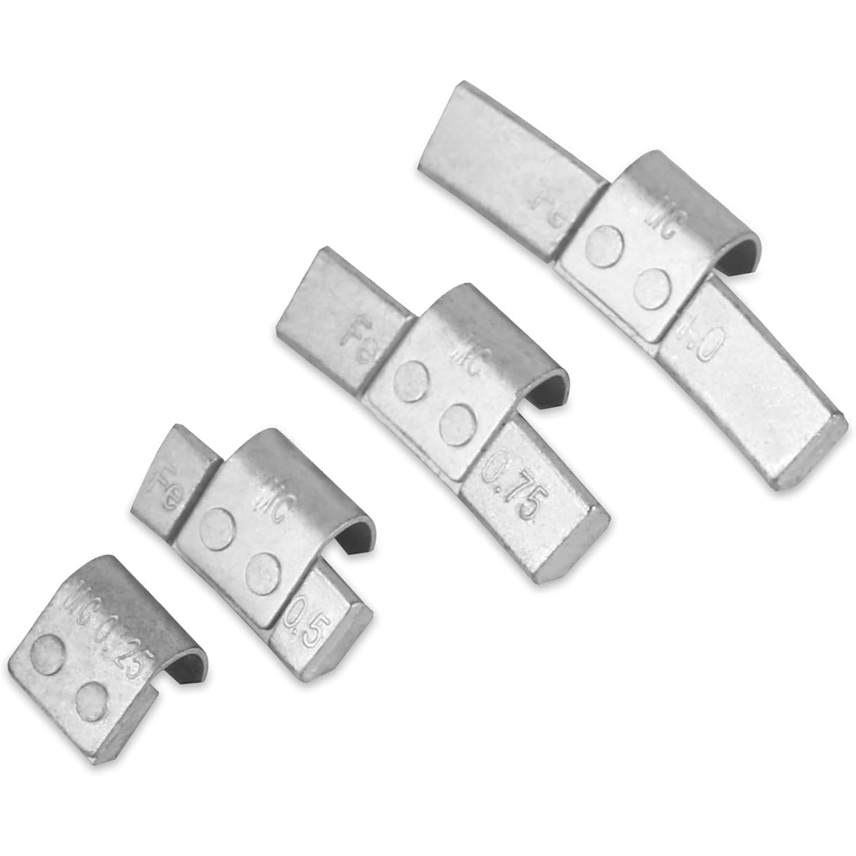 Richeer MC‑Series 100PCS Clip‑on Wheel Weight Set – 0.25/0.5/0.75/1.0 oz (25 Each), Heat‑Treated Spring Steel, Precision Fit for Alloy Wheels