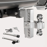 Richeer Adjustable Trailer Hitch Ball Mount, Fits 2.5-Inch Receiver, 8-Inch Drop/Rise Aluminum Drop Hitch, 18500LBS, 2-Inch and 2-5/16-Inch Balls Equipped with 2 latches with Locks