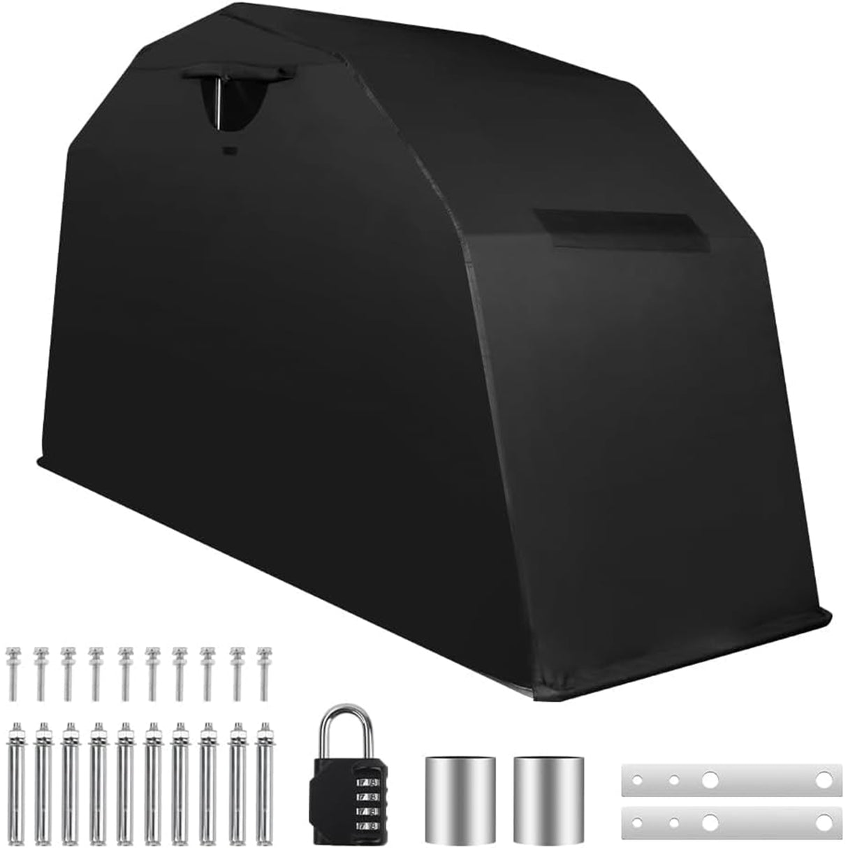 Richeer Heavy‑Duty Foldable Mo torcycle Shelter– 136"x54" x75" 600D Oxford fabric, Anti‑Rust Steel Poles, Double‑Triangle Windproof Design, Fits storing motorcycles, scooters, bicycles, electric bikes