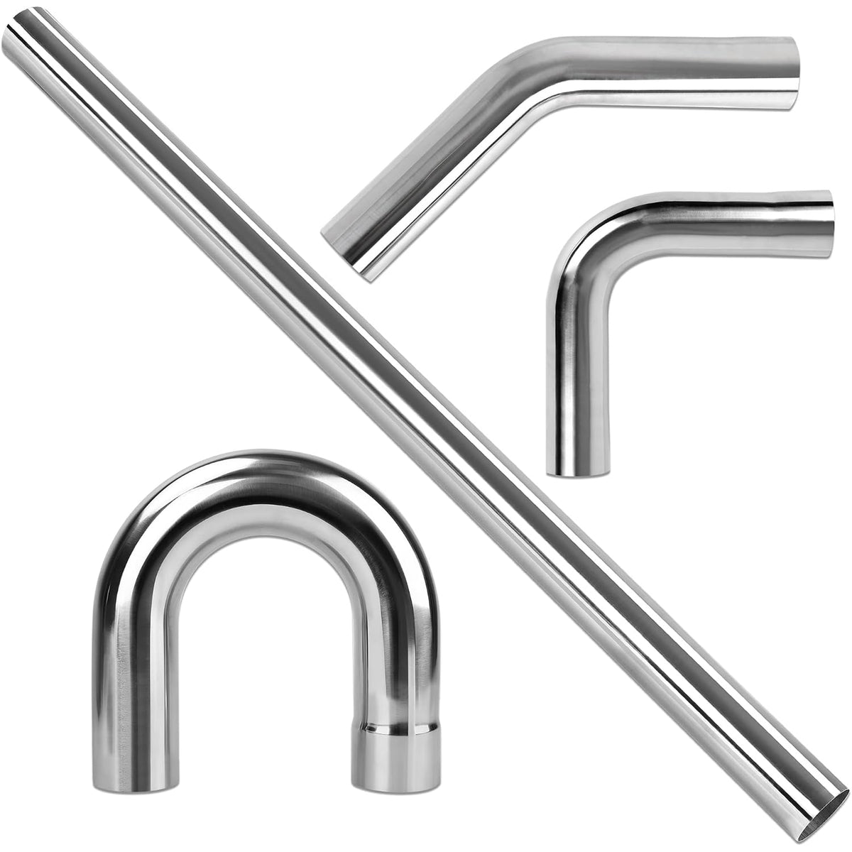 Richeer 3 inch O.D. T304 Stainless Steel Exhaust Pipe Kit DIY Custom Tube