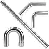 Richeer 3.5 inch O.D. Stainless Steel Exhaust Pipe Kit DIY Custom Tube 4PCS