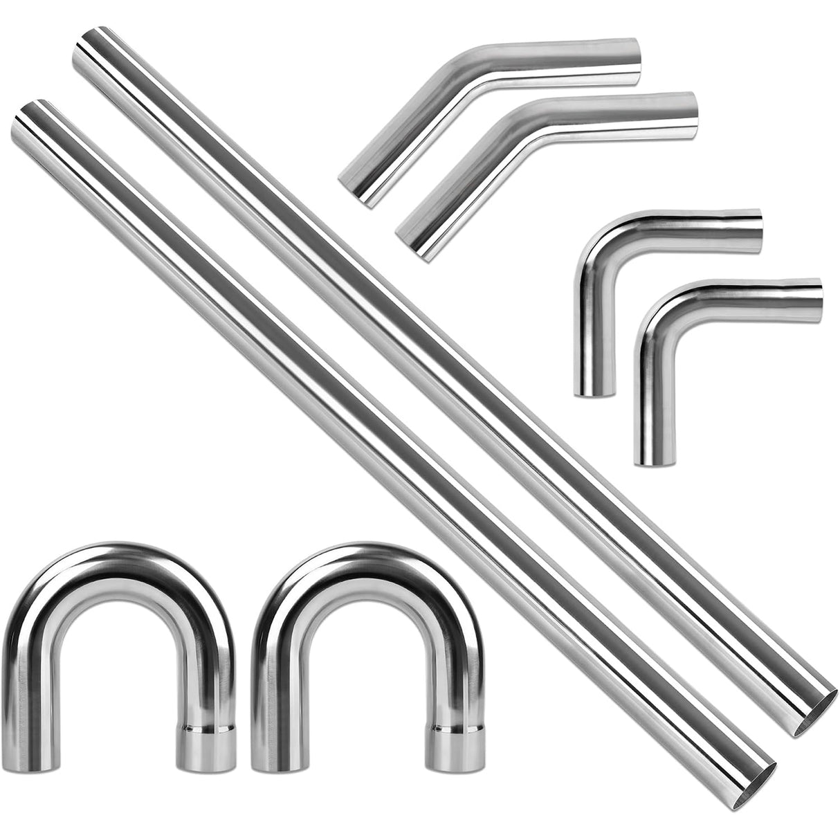 Richeer 3.5 inch O.D. T304 Stainless Steel Exhaust Pipe Kit DIY Custom Tube