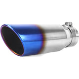 Richeer 3" Inlet Blue Burnt Exhaust Tip, 4” Outlet 12” Long Stainless Steel