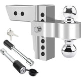 Richeer Adjustable Trailer Hitch Ball Mount, Fits 2.5-Inch Receiver, 6-Inch Drop/Rise Aluminum Drop Hitch, 18500LBS, 2-Inch and 2-5/16-Inch Balls Equipped with 2 latches with Locks