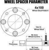 Richeer 4x100mm Wheel Spacers for Off-Road Vehicles (Honda, Mini Cooper & More)-1" Thick Black