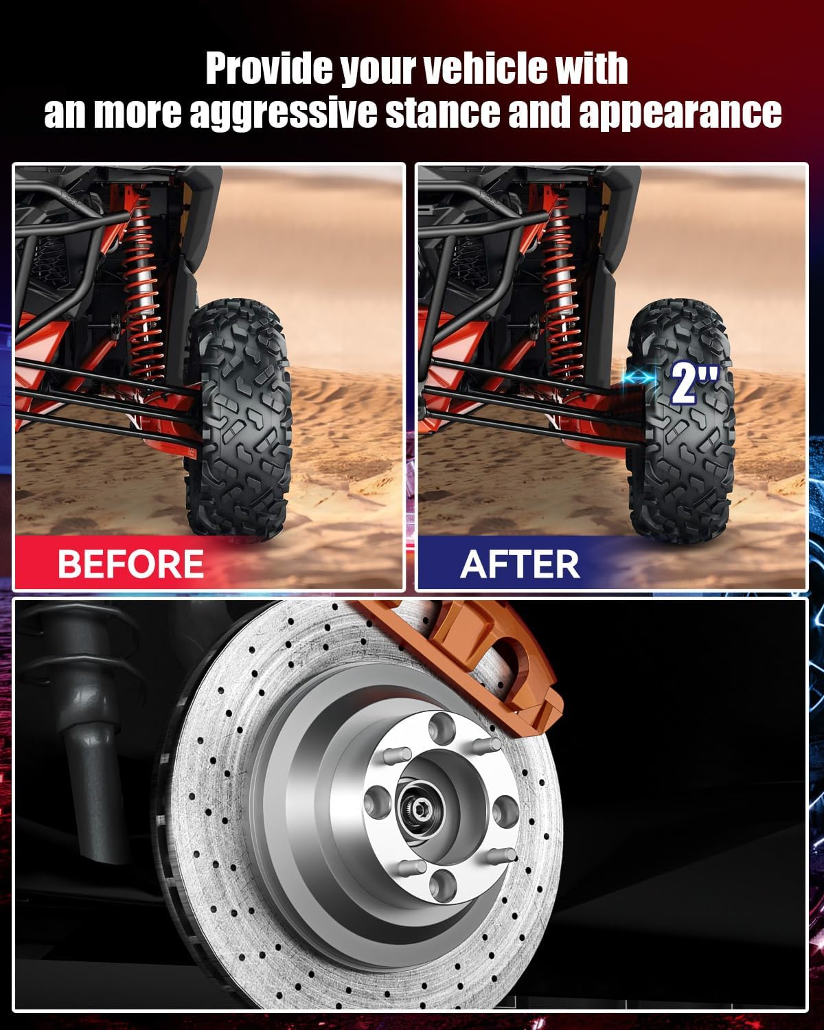 Richeer 4x137mm Wheel Spacers for Off-Road Vehicles (Kawasaki, Can-Am & More)-2" Thick  Silver