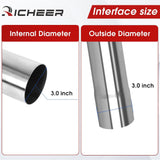 Richeer 3 Inch O.D. Stainless Steel Straight Exhaust Pipe, 47.3" Long 2PCS