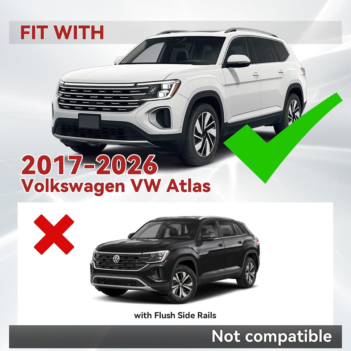 Richeer 330LBS Roof Rack Cross Bars for 2017-2026 VW Atlas