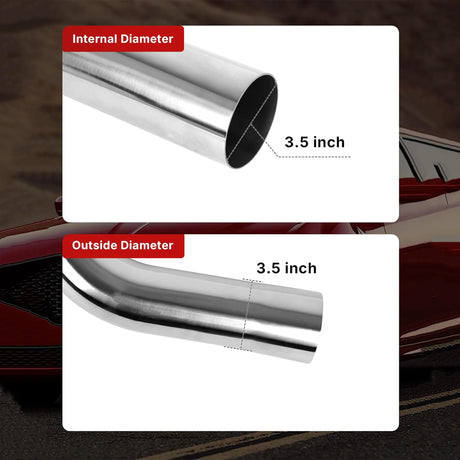 Richeer 3.5 inch O.D. T304 Stainless Steel Exhaust Pipe Kit DIY Custom Tube