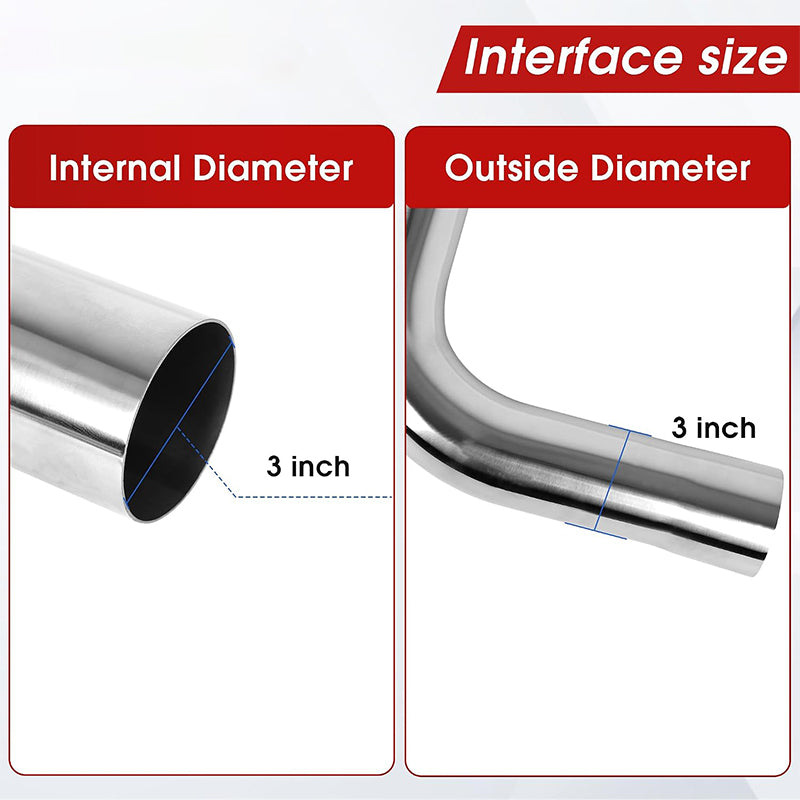 Richeer 3 Inch O.D. Stainless Steel Exhaust Pipe 45 Degree Elbow (2PCS)