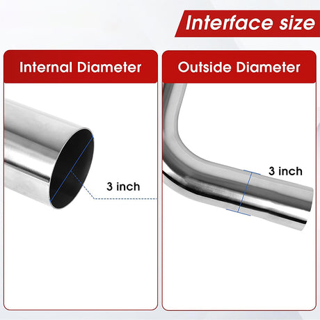 Richeer 3 Inch O.D. Stainless Steel Exhaust Pipe 45 Degree Elbow (2PCS)
