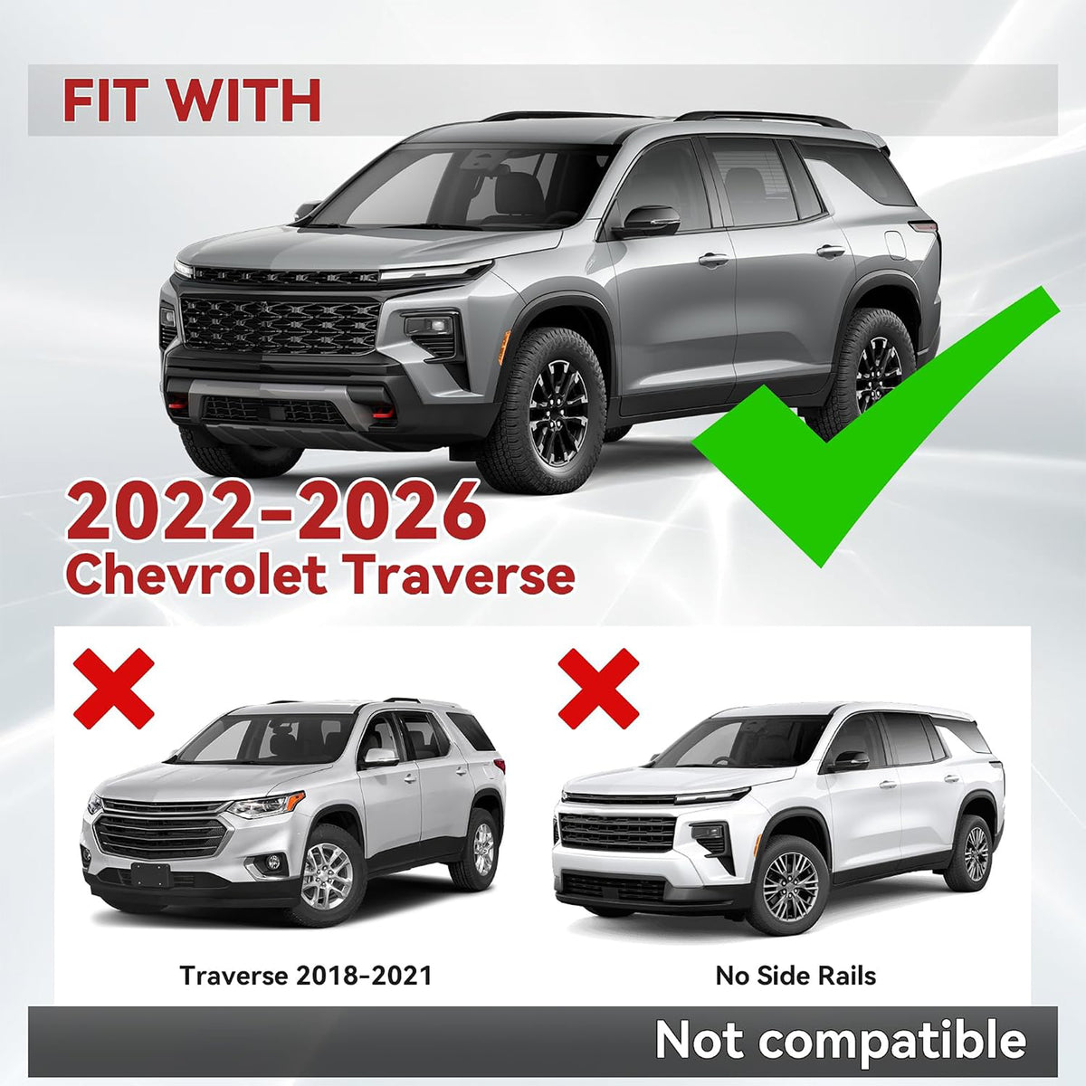 Richeer 330LBS Roof Rack Cross Bars for 2022-2026 Chevrolet Traverse