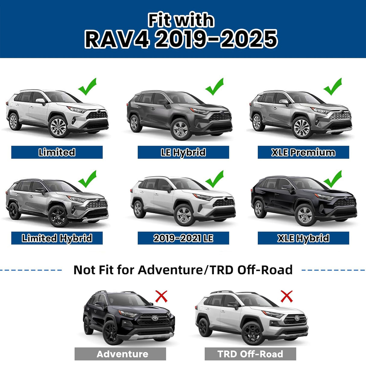 Richeer Heavy Duty 260LBS Roof Crossbars for 2019‑2025 RAV4 – Lightweight Aluminum, Metal Anti‑Theft System, Low‑Wind Noise Design, Fits Cargo Boxes, Bikes, Kayaks