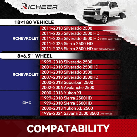Richeer 2'' 8x180 to 8x6.5 Wheel Adapters for Silverado Sierra 2500 3500 HD（2PCS）