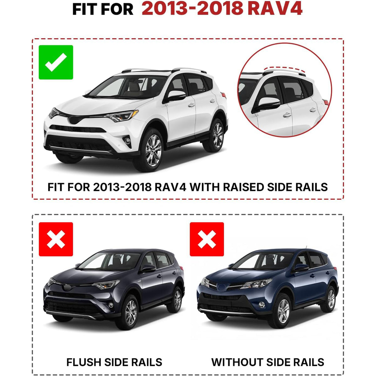 Richeer 300LBS Roof Rack Cross Bars for 2013-2018 RAV4 with Side Rails