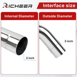 Richeer 3 Inch O.D. Stainless Steel Exhaust Pipe 90 Degree Elbow (2PCS)
