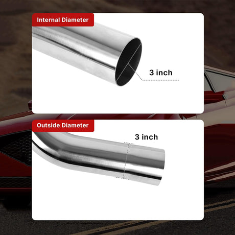 Richeer 3 inch O.D. T304 Stainless Steel Exhaust Pipe Kit DIY Custom Tube