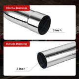 Richeer 3" O.D. T304 Stainless Steel U Bend 180 Degree Exhaust Pipe (2PCS)