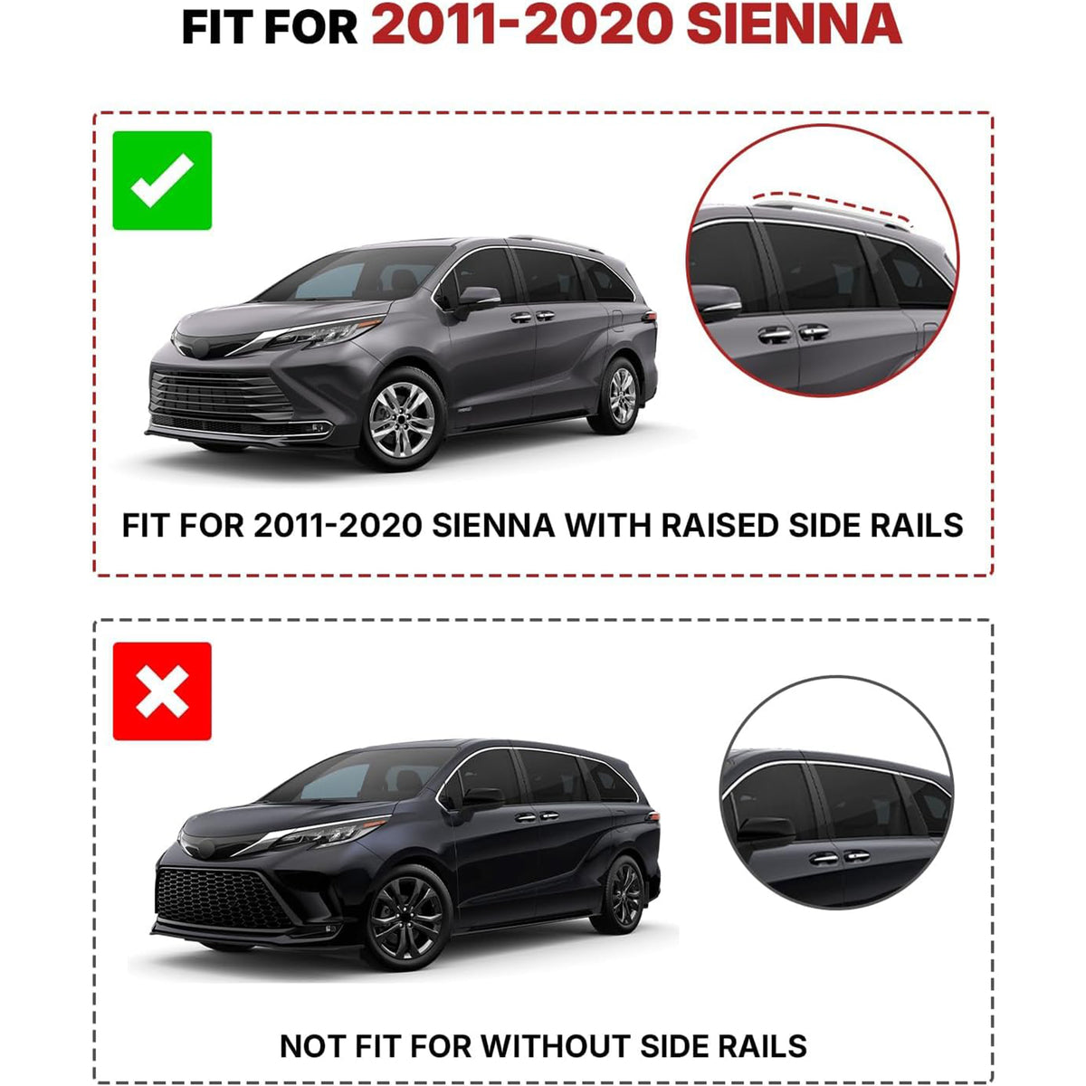 Richeer 330LBS Roof Rack Cross Bars Fit for 2011-2020 Sienna