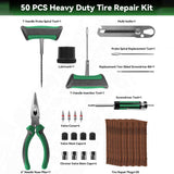 Richeer Portable Full Set Tire Repair Kit-50PCS For Car, Motorcycle, Tractor, ATV, SUV, Truck