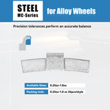 Richeer MC‑Series 100PCS Clip‑on Wheel Weight Set – 0.25/0.5/0.75/1.0 oz (25 Each), Heat‑Treated Spring Steel, Precision Fit for Alloy Wheels