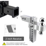 Richeer Adjustable Trailer Hitch Ball Mount, Fits 2-Inch Receiver, 10-Inch Drop/Rise Aluminum Drop Hitch, 12500LBS, 2-Inch and 2-5/16-Inch Balls Equipped with 2 latches with Locks