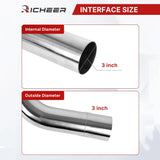 Richeer 3 inch O.D. Stainless Steel Exhaust Pipe Kit DIY Custom Tube （8PCS）
