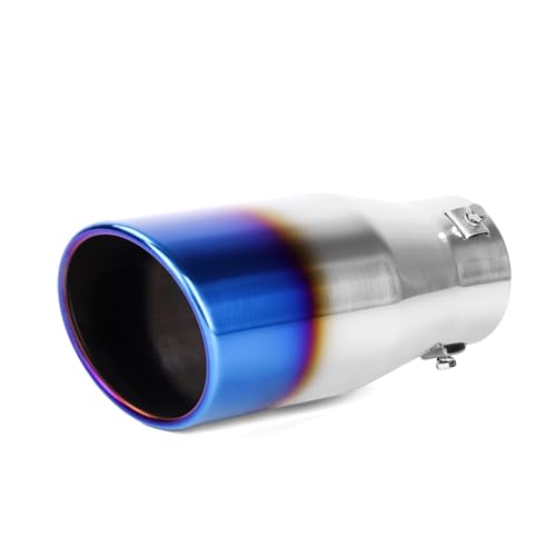Richeer 3-4" Blue Burnt Exhaust Tip, 3" Inlet 4” Outlet 9”, Overall Length Stainless Steel Exhaust Tip
