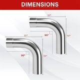 Richeer 3 Inch O.D. Stainless Steel Exhaust Pipe 90 Degree Elbow (2PCS)
