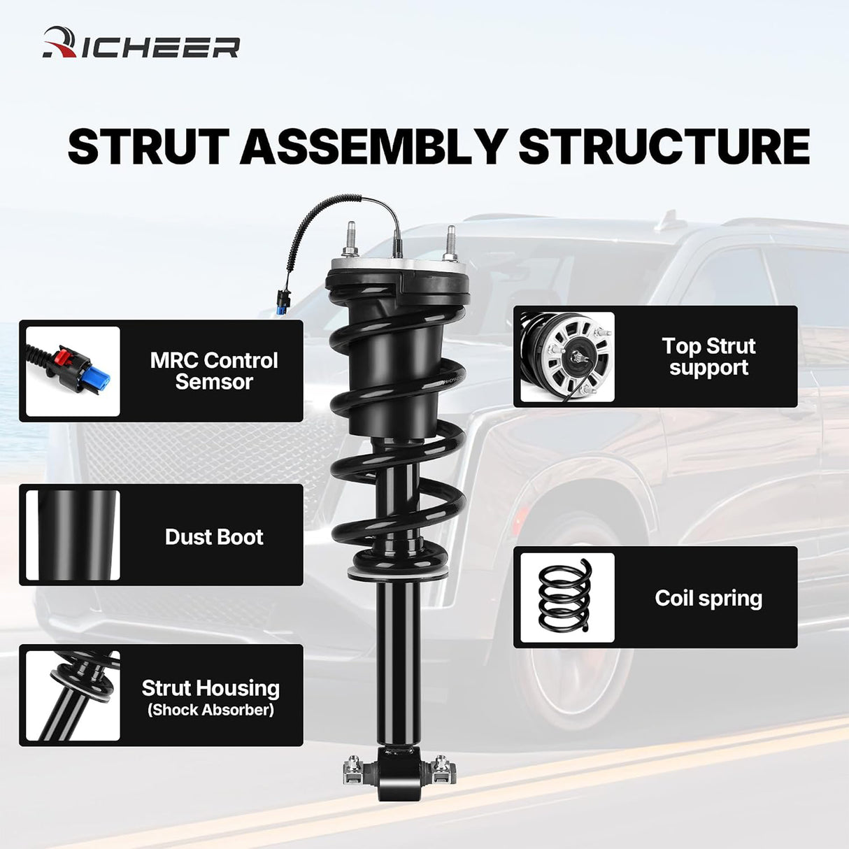 Richeer Front Strut Assembly Compatible With 2021-2024 Escalade Tahoe Yukon
