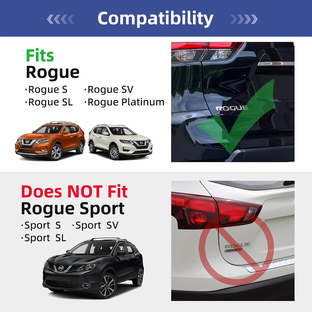 Richeer 300LBS Roof Rack Crossbars Compatible with 2014‑2020 Nissan Rogue, Full Aluminum Alloy, No‑Drill Easy Install for Rooftop Bag Luggage Kayak Bicycles Canoe