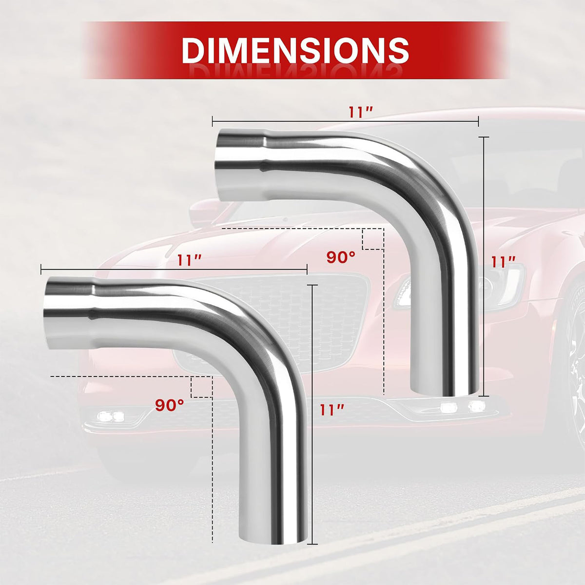 Richeer 3" O.D. T304 Stainless Steel Exhaust Pipe 90 Degree Elbow (2PCS)