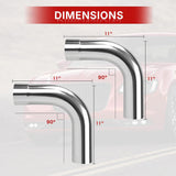 Richeer 3" O.D. T304 Stainless Steel Exhaust Pipe 90 Degree Elbow (2PCS)