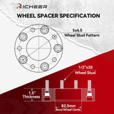 Richeer 1.5 inch 5x4.5 Wheel Spacers for TJ XJ YJ KJ KK ZJ Explorer Ranger 4PCS