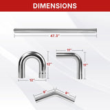 Richeer 3 inch O.D. Stainless Steel Exhaust Pipe Kit DIY Custom Tube （8PCS）