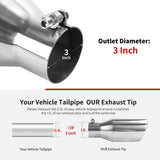 Richeer 3” Inlet Exhaust Tip, 5” Outlet 12” Length Stainless Steel Polished