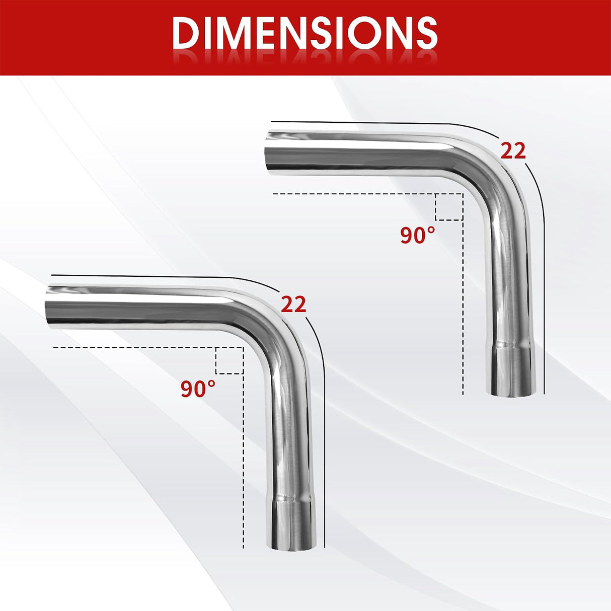 Richeer 2.5 Inch O.D. Stainless Steel Exhaust Pipe 90 Degree Elbow (2PCS)