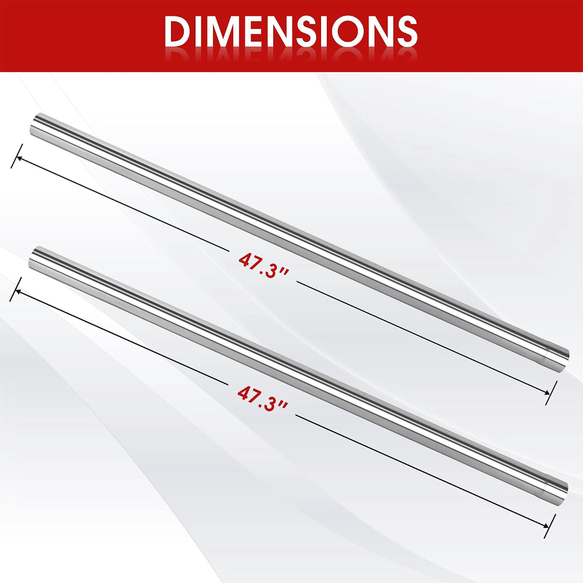 Richeer 3 Inch O.D. Stainless Steel Straight Exhaust Pipe, 47.3" Long 2PCS