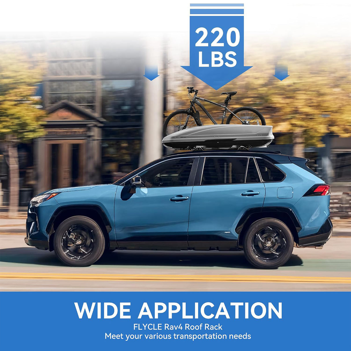 Richeer Aluminum Lockable Roof Rack For 2019-2025 RAV4, 220LBS Cross Bars Fit Luggage Luggage Kayaks Bicycles Snowboard