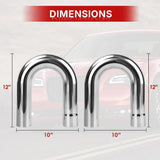 Richeer 2.5" O.D. T304 Stainless Steel U Bend 180 Degree Exhaust Pipe(2PCS)