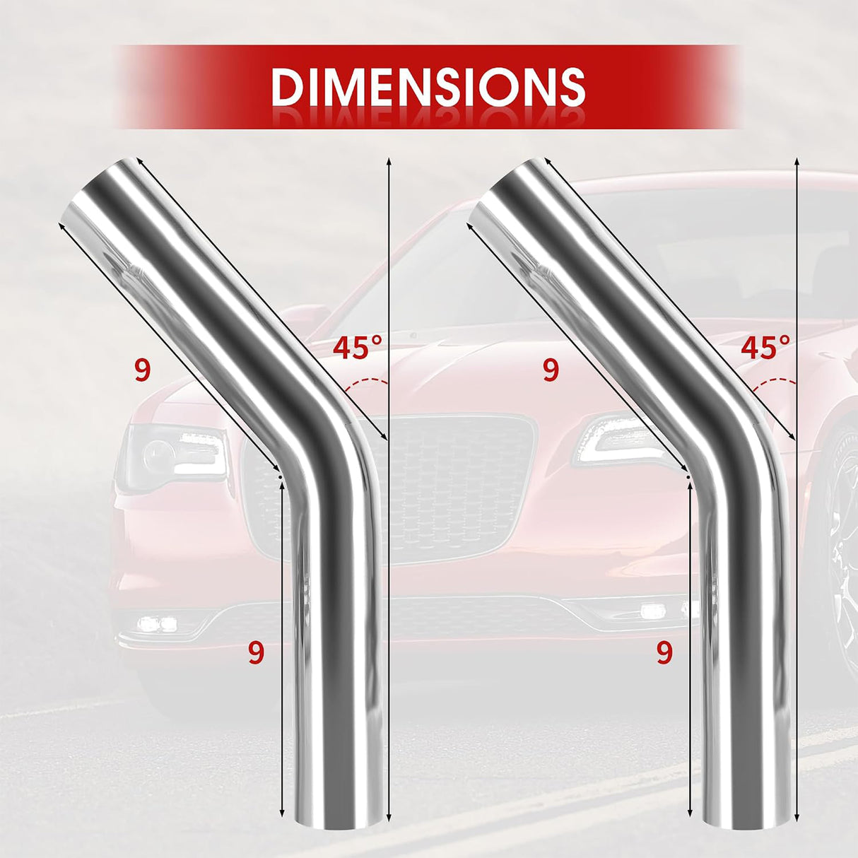 Richeer 3" O.D. T304 Stainless Steel Exhaust Pipe 45 Degree Elbow (2PCS)