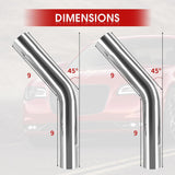 Richeer 3" O.D. T304 Stainless Steel Exhaust Pipe 45 Degree Elbow (2PCS)