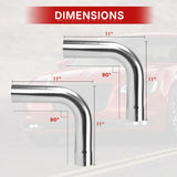 Richeer 2.5" O.D. T304 Stainless Steel Exhaust Pipe 90 Degree Elbow (2PCS)