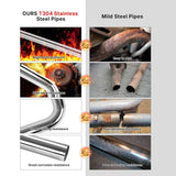 Richeer 3.5 inch O.D. T304 Stainless Steel Exhaust Pipe Kit DIY Custom Tube
