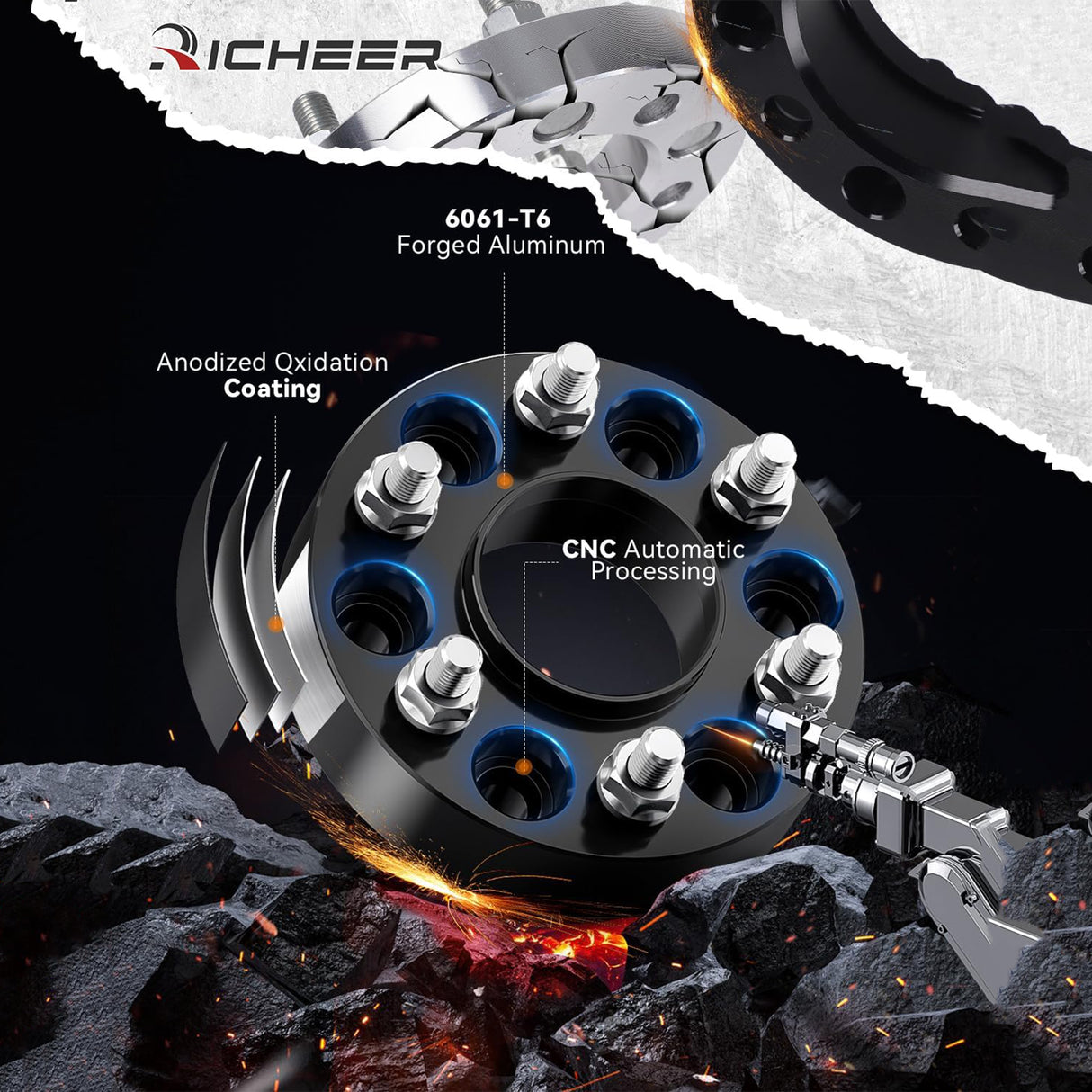 Richeer 2 inch 6x5.5 Hub Centric Wheel Spacers for 2024+ Tacoma Tundra