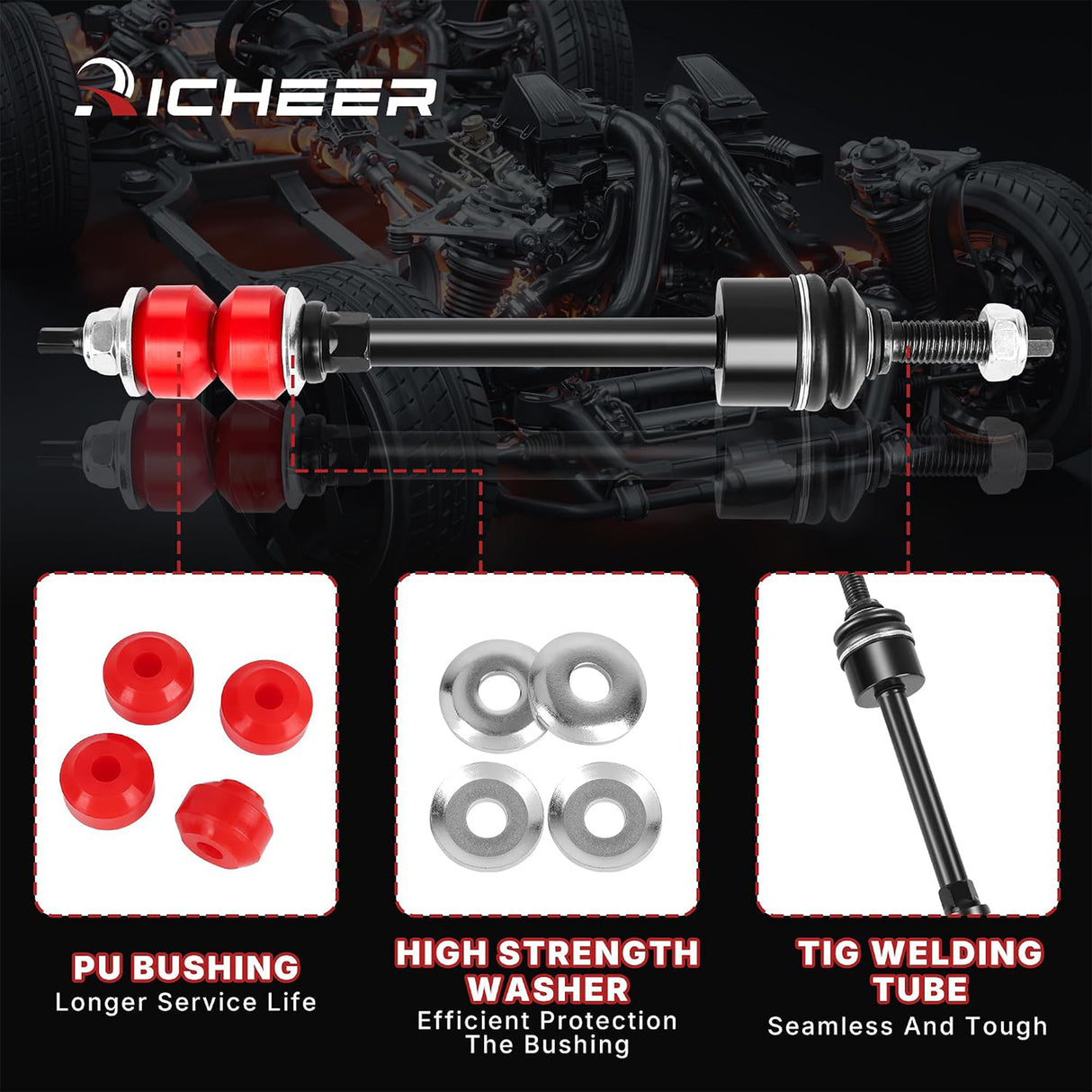 Richeer K80894 Front Sway Bar Link 2PCS Compatible with 2003-2021 Dodge RAM 1500 2500 3500