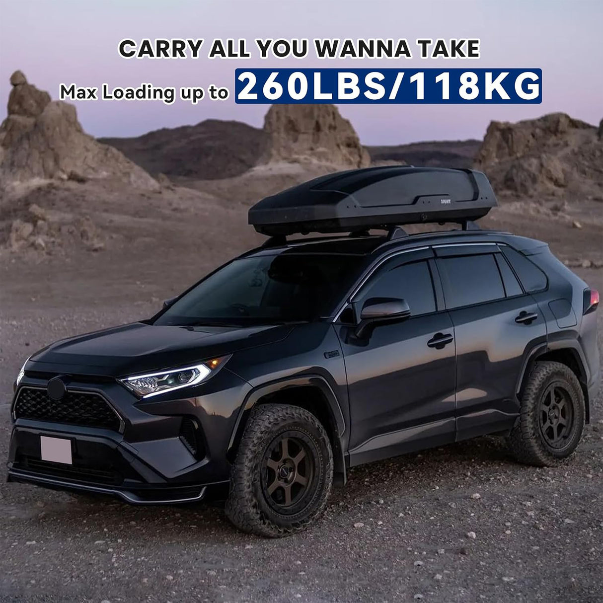 Richeer Heavy Duty 260LBS Roof Crossbars for 2019‑2025 RAV4 – Lightweight Aluminum, Metal Anti‑Theft System, Low‑Wind Noise Design, Fits Cargo Boxes, Bikes, Kayaks