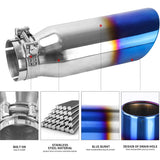 Richeer 3" Inlet Blue Burnt Exhaust Tip, 4” Outlet 12” Long Stainless Steel
