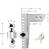 Richeer Adjustable Trailer Hitch Ball Mount, Fits 2-Inch Receiver, 10-Inch Drop/Rise Aluminum Drop Hitch, 12500LBS, 2-Inch and 2-5/16-Inch Balls Equipped with 2 latches with Locks