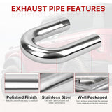 Richeer 2.5" O.D. T304 Stainless Steel U Bend 180 Degree Exhaust Pipe(2PCS)